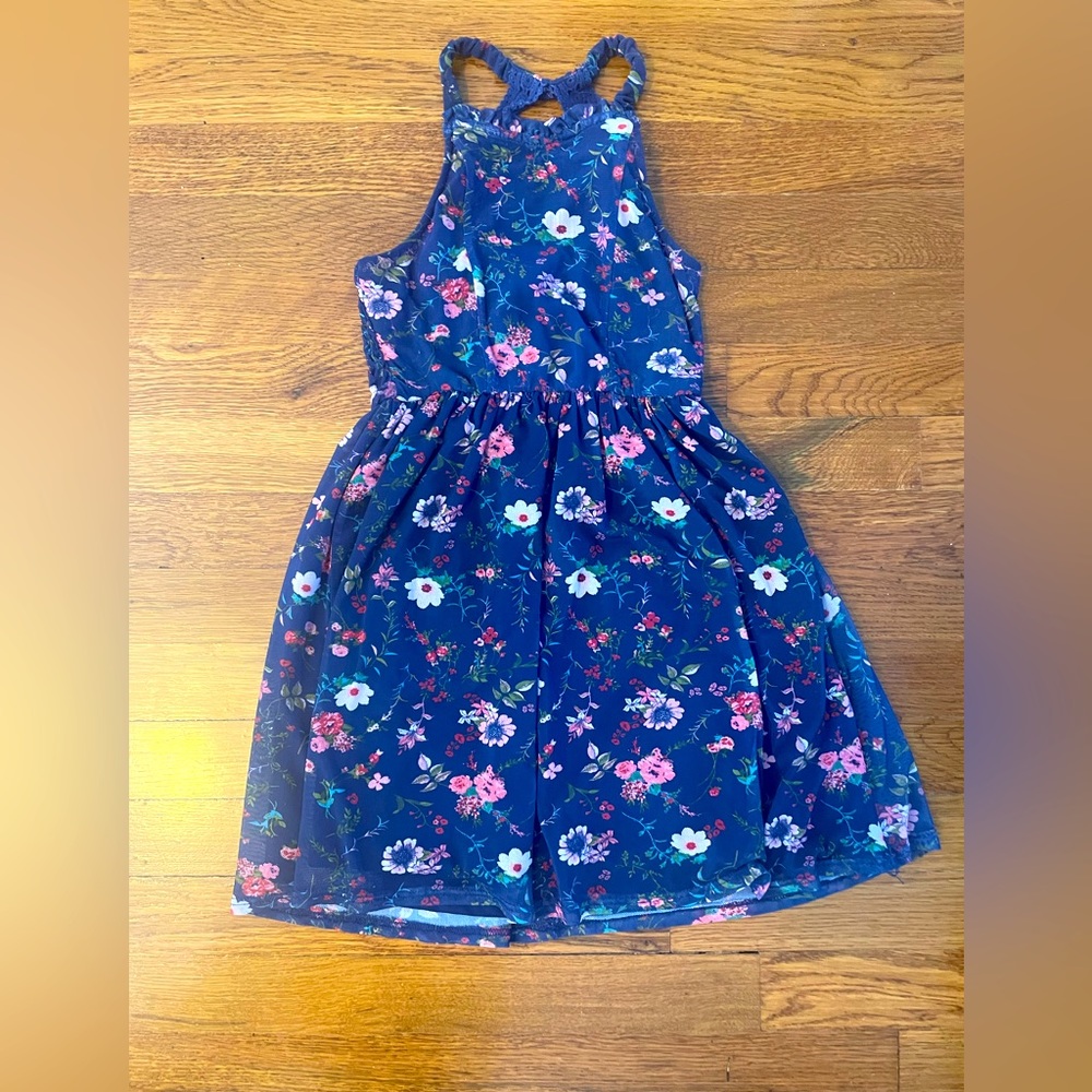 Derek Heart Girl Crocheted Cross-strap Floral Dress